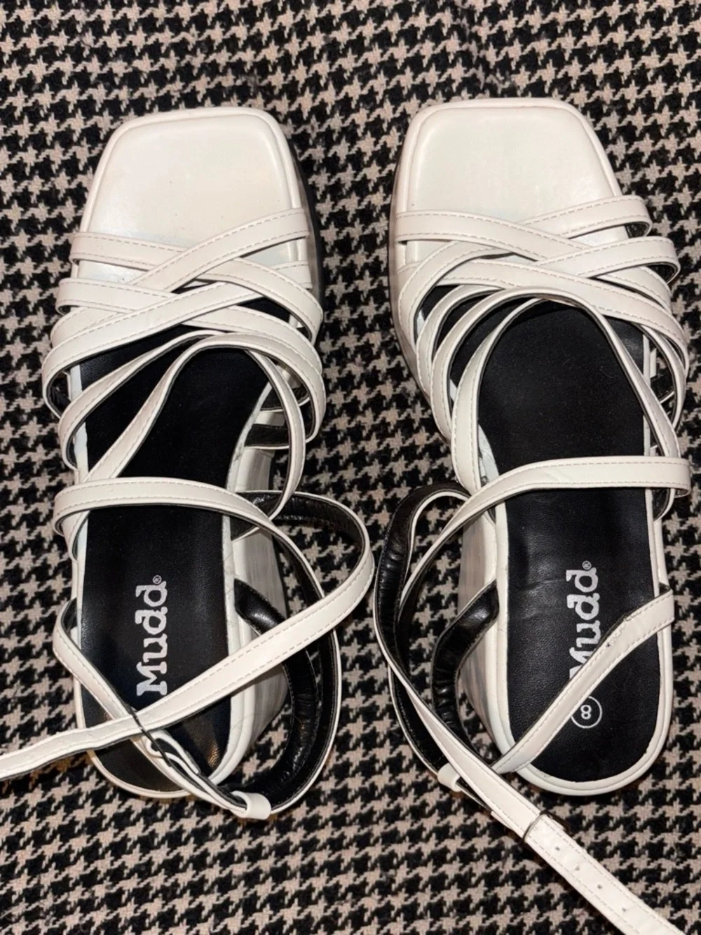 Mudd White Strappy Square-Toe Heels